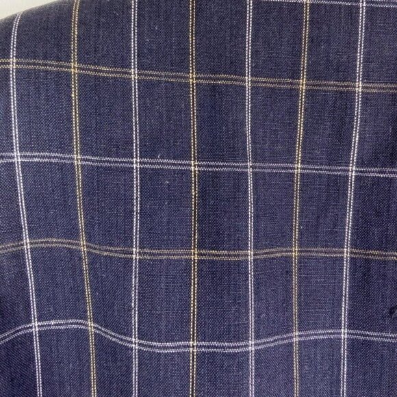 Vintage 90's Linen-Blend Plaid Double Breasted Blazer - Picture 7 of 13